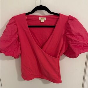Maeve by Anthropologie (hot pink) Puff Sleeve top SZ SMALL
